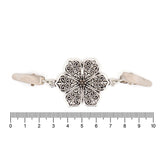 Vestsluiting zilver bloem met klemmetjes 97x32mm Vestsluiting VESTSLUITING - ZILVER - BLOEM